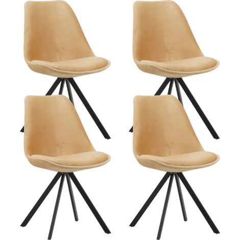 Set mit 4 Jace-Esszimmerstühlen Samt Beige – ohne Armlehnen
