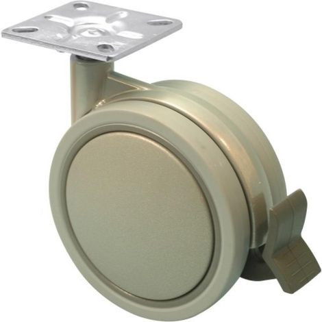 Roulette de meuble Jemedesign grise pivotante diamètre 40 mm platine 40x50 mm - GUITEL-POINT M (1/4)