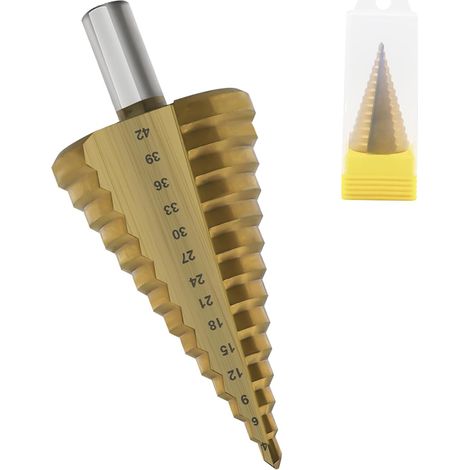 Punta per trapano in metallo HSS - 14 livelli, 4-42 mm, acciaio inossidabile, perforata per legno, plastica, metallo (1/5)