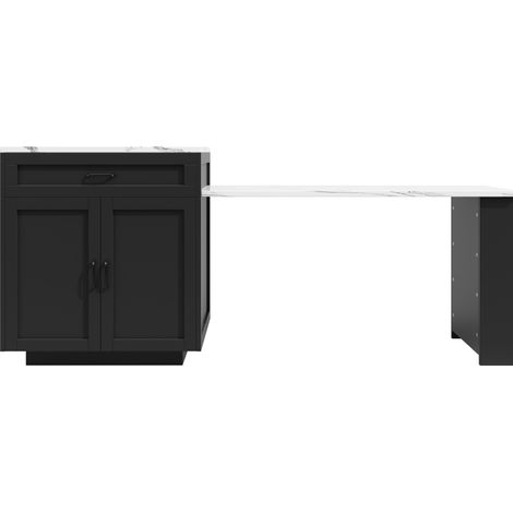 Isola da cucina estensibile con contenitore, 204 x 70 x 93,5 cm, MDF nero (1/5)