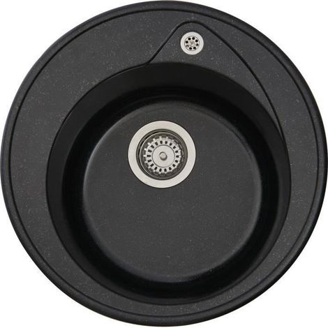 STRADOUR Evier a encastrer RONDA, en SMC NOIR PAILLETE - 06, 1 bac, dim. Ø 49 cm, vidage manuel (1/2)