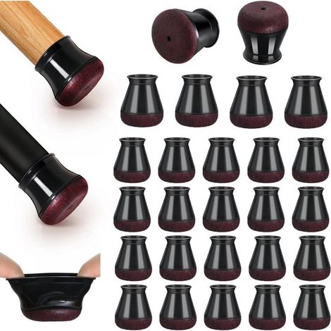 Protections pour pieds de chaise – Feutre en silicone noir – Pour pieds de chaise inclinés – Protections de sol – Protections pour meubles et antidérapantes – Convient pour (1/5)