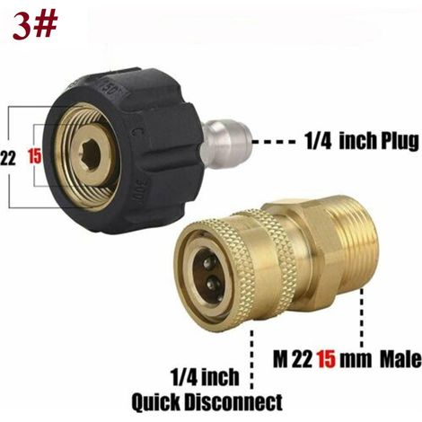 Adaptateur Pivotant Pour Nettoyeur Haute Pression - M22 14mm Et 15mm Vers Raccord Rapide 1/4 Pouces Et 3/8 Pouces - Lot De 6 Pièces (1/5)