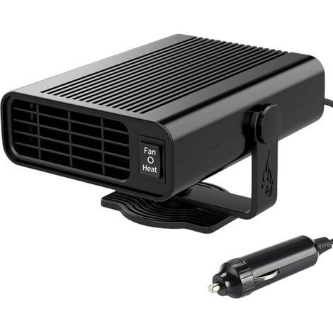 Chauffage Voiture, 12V 120W Chauffage Voiture Allume Cigare, 2 en 1 Dégivreur Pare Brise, avec Base Rotative à 360 Degrés, Chauffage Rapide pour Toutes Les Voitures, Noir (1/5)