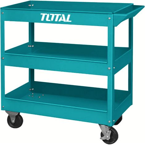 CARRELLO 3 RIPIANI PIANI PORTA ATTREZZI UTENSILI OFFICINA GARAGE RUOTE 723 (1/2)