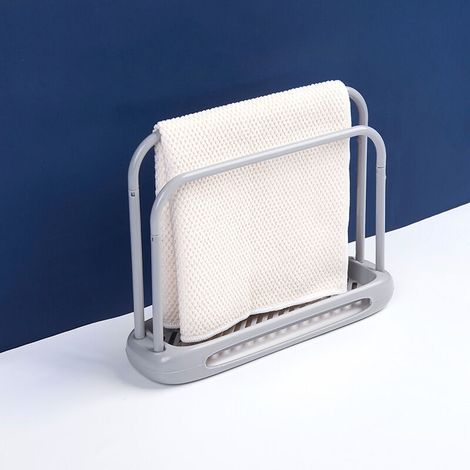 TRIP Organiseur d'évier de cuisine télescopique, support pour chiffons, double couche, réglable, porte-savon, égouttoir à éponge en acier (gris) (1/5)