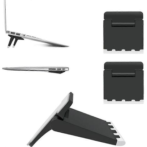 Lot de 2 mini supports noirs pour ordinateur portable, supports invisibles et pliables, légers, compatibles avec les claviers, tablettes et ordinateurs portables. (1/5)