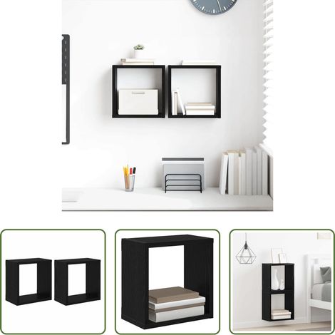 Wandregal Schwarz -  Wandregale mit Regal Schwarz Eichen-Optik Holzwerkstoff (1/5)