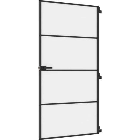 Porte intérieure mince noir verre trempé aluminium (1/5)
