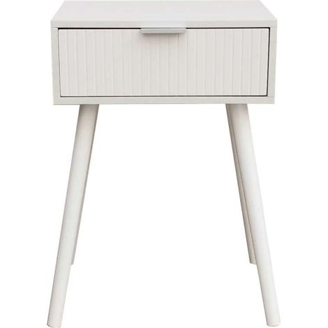 Mesita de noche 1 cajón Md-Freya acabado blanco, 60cm(alto) 40cm(ancho) 30cm(fondo). (1/2)