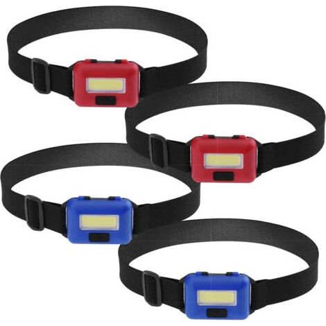 Wasserdichte Arbeitsstirnlampe, ideal für Familien-Camping, Joggen und Lesen, erhältlich in Rot und Blau, 4 Stück (1/4)