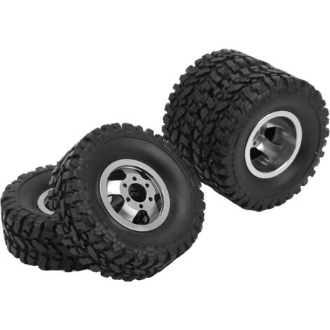 Jantes en alliage aluminium 4x4 avec pneus caoutchouc pour modèles RC WPL C14 C24 B14 B24 B16 B36, upgrade 1/16 argenté (1/5)