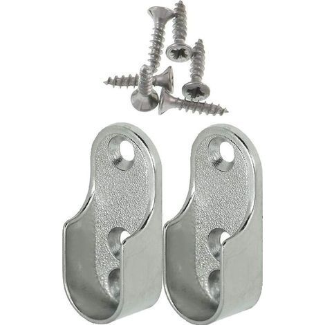Rail Suspension Meuble Ovale OVA 2 Pièces - Support de tube d'armoire penderie pour barre ovale Acier Nickelé Tringle Cintre Fixation Support de barre de penderie en métal (1/4)