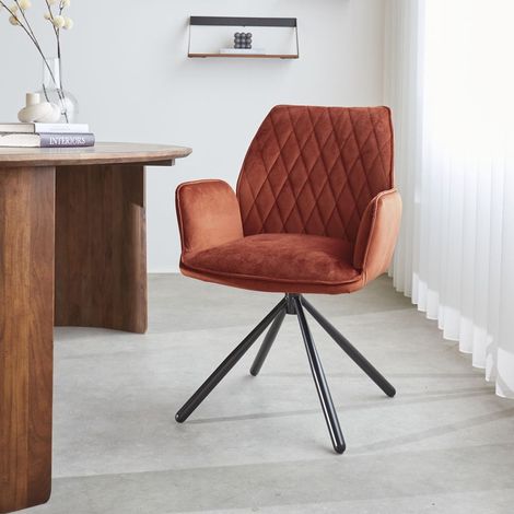 Chaise de salle à manger pivotante Novan en velours cuivré (1/5)