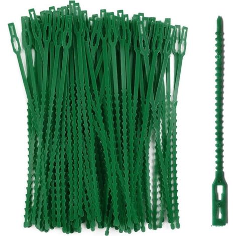 100 - Attache Plante - Lien Réglable - Fixation Flexible Pour Tuteur Et Tige - Support De Croissance Pour Légumes Et Fleurs - Vert - 13 cm (1/5)