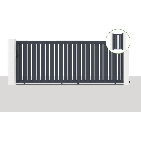 Puerta corredera 4x1,6m VEYMONT + Puerta 1m VEYMONT H.1,6m gris (1/5)