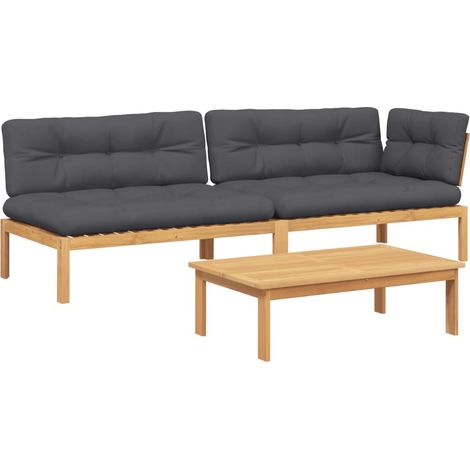 Maison Exclusive - 3-tlg. Garten-Sofagarnitur aus Paletten mit Ki (1/5)