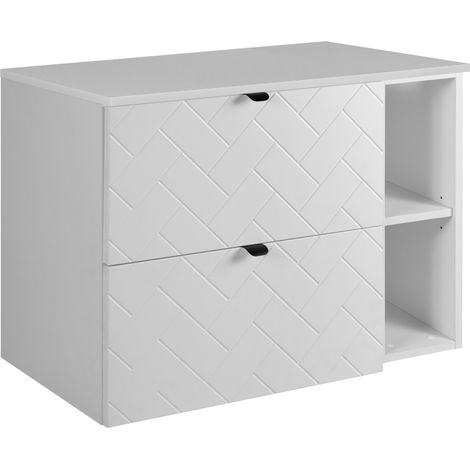 Mobile da bagno, Bianco Opaco, 80 x 57 x 46 cm, Maniglie Nere (1/5)