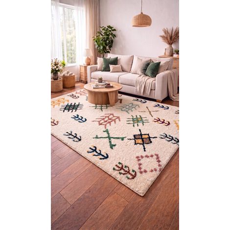 Tapis en laine Marrakech Majesty - Tapis en laine  - 290x190cm, Rectangular - 100% Laine vierge - Tufté main - Colorée