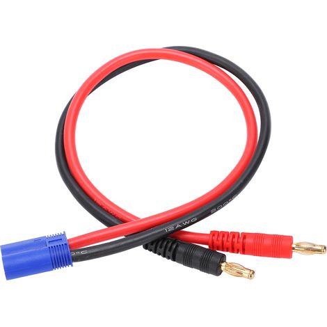 Câble silicone 12AWG 36.3cm avec fiche EC5 et tête banane 4.0mm pour chargeur de batterie Lipo B6 (1/5)