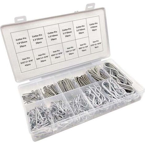 Set di coppiglie, coppiglie, varie molle di montaggio per coppiglie zincate (250 pezzi)