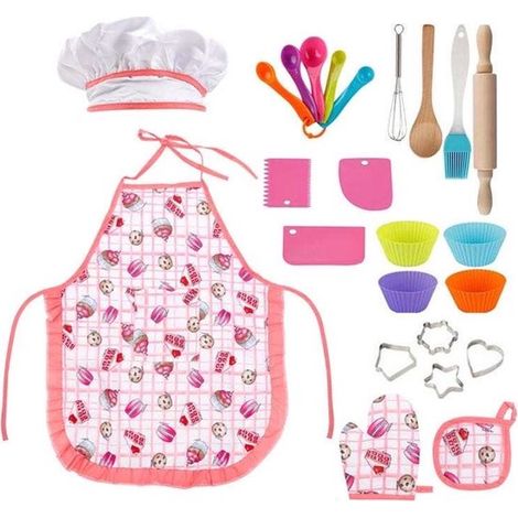 Set de repostería infantil,Cesta rosa para niños,Set de repostería de 23 piezas,Apto para lavavajillas,Moldes para cupcakes,Moldes para galletas (1/5)