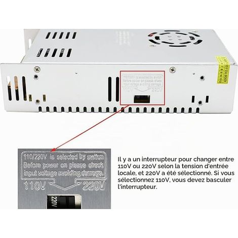 Alimentation 5V 60A 300W Transformateur AC 100-240V à DC 5V Convertisseur de Commutation pour Éclairage LED, Équipements Électroniques, Contrôle Industriel (1/3)