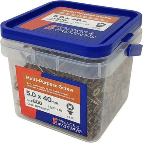 Forgefix Multi-Purpose Pozi Compatible Screw Csk ST ZYP 5.0 x 40mm Tub 800