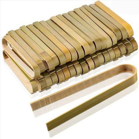Pinces À Pain - Bambou - 10 Cm - Pour Service Alimentaire Et Cuisine - 240 Pièces (1/5)