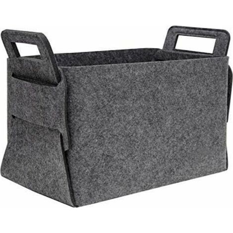 Cesta de madera para troncos, 36 x 25 x 23 cm, color gris (1/5)
