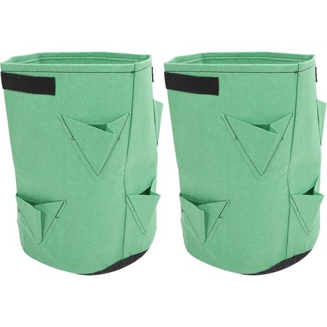 Lot de 2 sacs de plantation de fraisiers à 8 poches, seaux de plantation de fleurs et de légumes pour le jardinage (1/5)