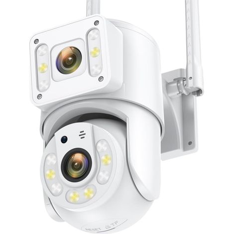 Caméra de sécurité à Domicile Caméras de Surveillance IP 8MP, Double Objectif PTZ, caméra de sécurité extérieure étanche, détection Humaine, Suivi, Vision Nocturne Polychrome(1PCS-8MP-Camera) (1/5)