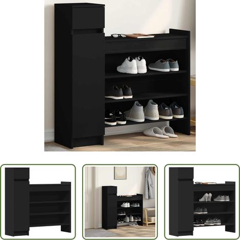 vidaXL Holzschrank - Schuhschrank Schwarz 100,5x28x100 cm Holzwerkstoff (1/5)