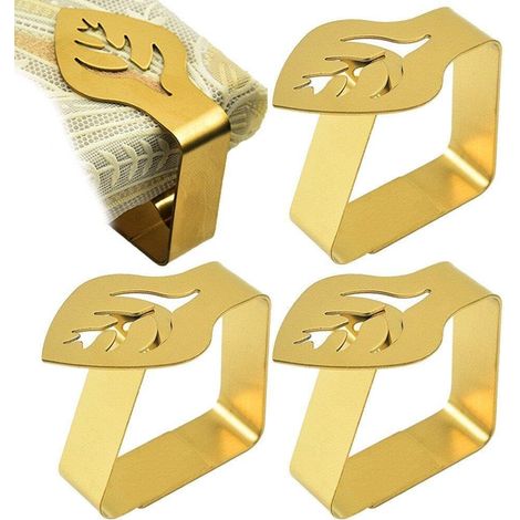 Clips de Nappe Dorés - 4 Pièces en Acier Inoxydable, Support Pratique pour Tables de Noces, Intérieur & Extérieur (1/5)