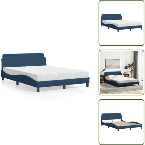 Bett mit Matratze Blau 140x200 cm Stoff - Bettsofa - Boxspringbett - Doppelbett - Blau - Schlafzimmermöbel (1/5)