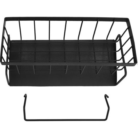 Porte-Brosse Sink Noir Multifonction Porte-Savon Détachable Organisateur Cuisine Salle de Bain Carbon Steel (1/5)
