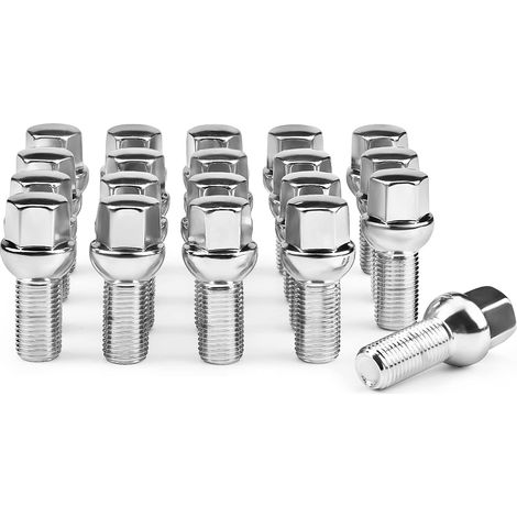 Lot de 20 boulons de roue chromés M14 x 1,5 - R12 SW17 - Longueur de la tige : 24 mm (1/5)