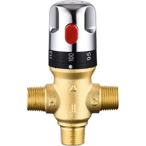 Mitigeur thermostatique réglable de salle de bains mitigeur d'eau en laiton vanne de contrle de température de mélange d'eau chaude/froide (1/5)