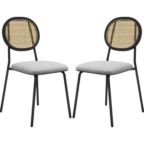 Lot de 2 chaises rotin acier 44x54x87 cm gris (1/5)