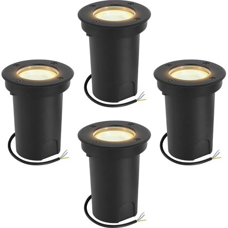 Jiubiaz 4x 3W Luci sotterranee Orientabile lampada LED Bianco caldo - Nero Alloggiamento, illuminazione da incasso per giardino ed esterni