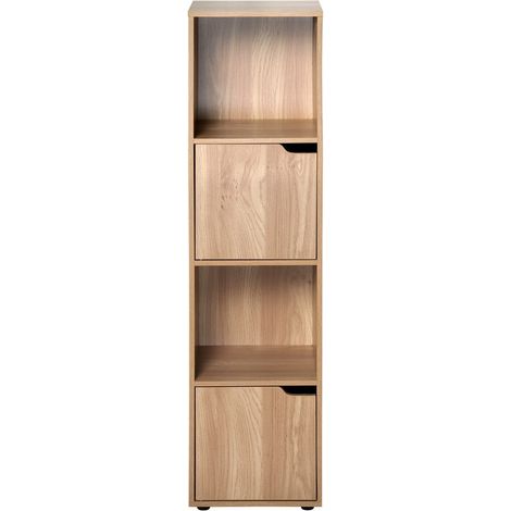 Calicosy – Meuble armoire 4 cases en MDF – 2 portes modulables – Dimensions 30.7x29x120cm – Rangement moderne et fonctionnel