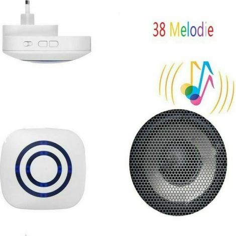 Sonnette à induction sans fil sonnette d'accueil électronique alarme intelligente sonnette d'entrée étanche - deux induction une anneaux, 3pcs (1/3)