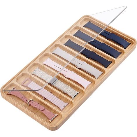Scatola in legno per orologi e bracciali - 8 scomparti - 19x37,5x1,7 cm (1/5)