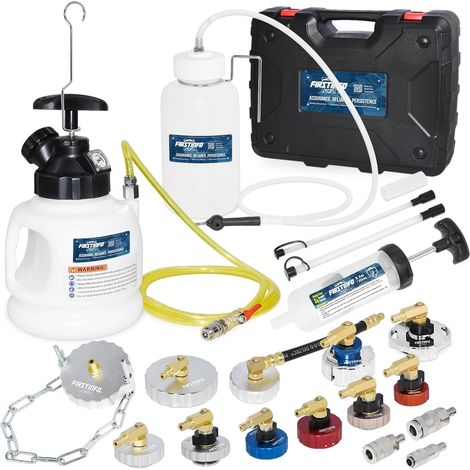 Purgeur de Frein Manuel 3L avec 11 adaptateurs métalliques maître-Cylindre + Bouteille de récupération + Pompe d’Extraction + 3 raccords (1/5)