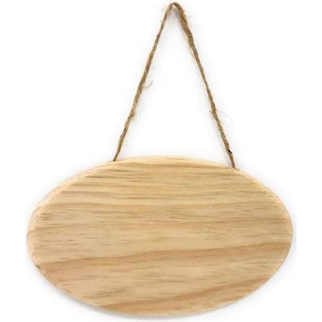 Targhetta in legno 2 pezzi con corda in canapa da appendere targa personalizzabile con decoupage pittura appendino per porta Ovale 15X10X1 cm (1/3)