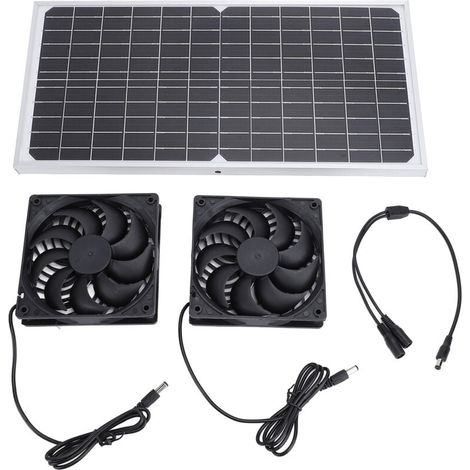 Ventilateur d'échappement à énergie solaire 16 W Kit de ventilation double en silicium monocristallin pour animal de compagnie de poule (1/4)