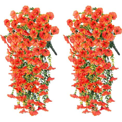 2er-Pack UV-beständige künstliche Hängeblumen - Alltagsblumenranken, 75 cm, realistisch, perfekt für Garten- und Wohndekoration.