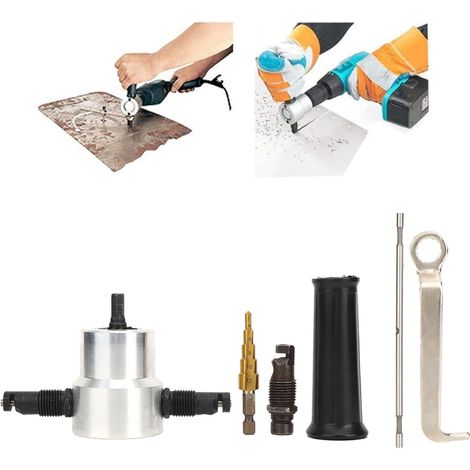 Kit de 6 accessoires de perçage pour grignoteuse à double tête pour tôles métalliques (1/5)