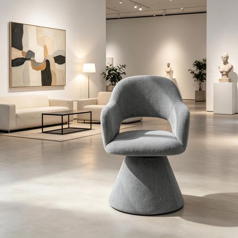 Chaise de Salle à Manger Pivotante 360° Fauteuil avec Accoudoirs en Lin et Métal pour Table Coiffeuse Bureau 60,5x43x80,5 cm (1/5)