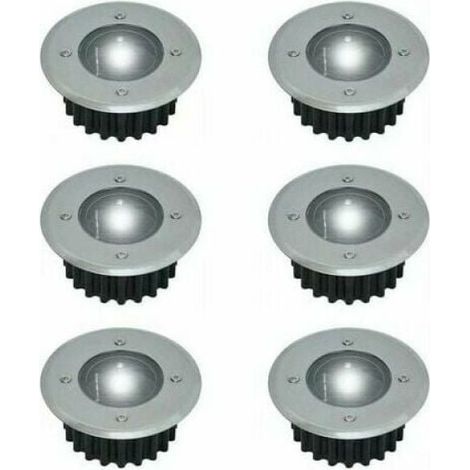 Spot Solaire Encastrable - Acier Inoxydable - Diamètre 85 mm - Résistant au Piétinement - Pour Terrasse Jardin Étang - Lot de 6 (1/5)